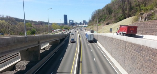 View of PA 28 towards downtown at completion of 31st St interchange